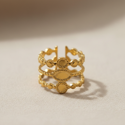 Bague réglable en or multirangs – Design ouvert tendance