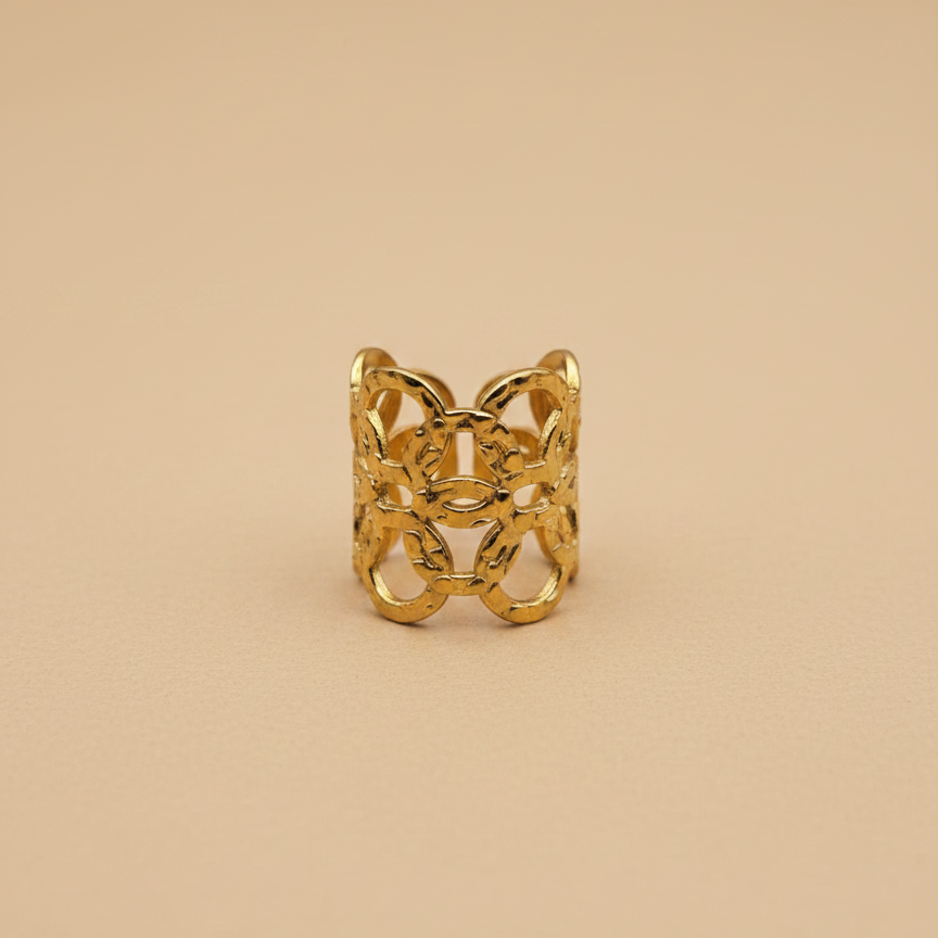 Gold Vintage Openwork Adjustable Ring