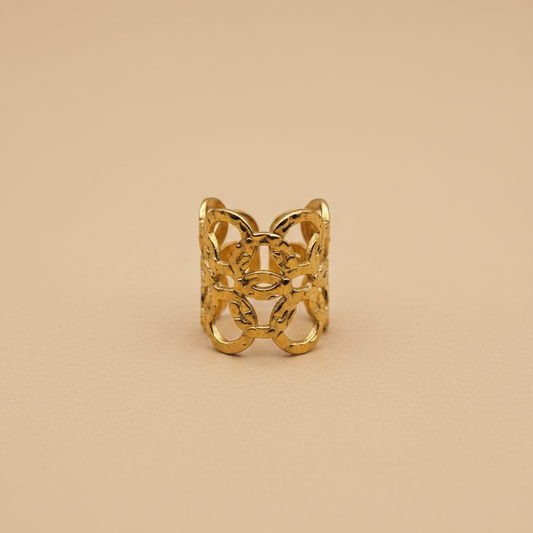 Gold Vintage Openwork Adjustable Ring