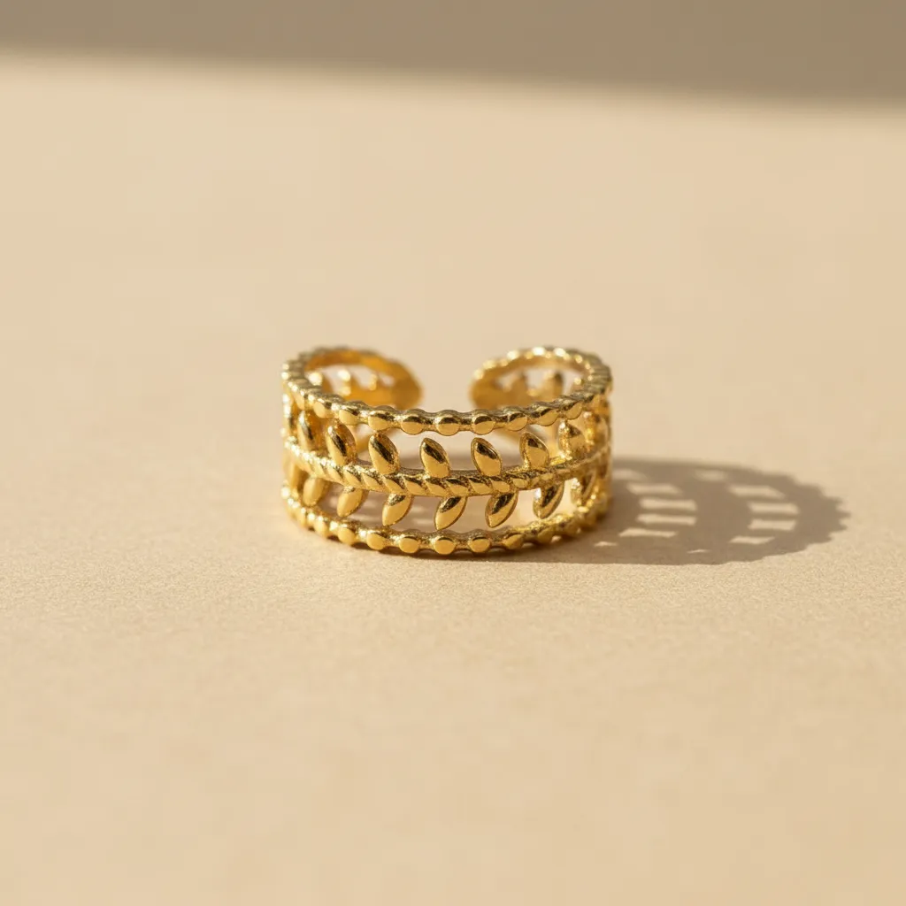 Gold Layered Leaf Adjustable Ring