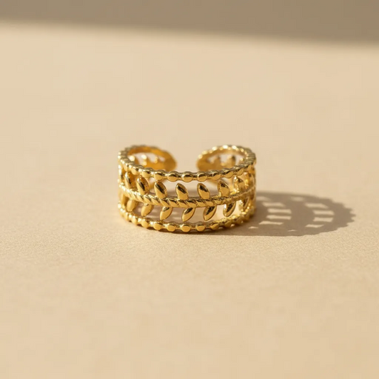Gold Layered Leaf Adjustable Ring