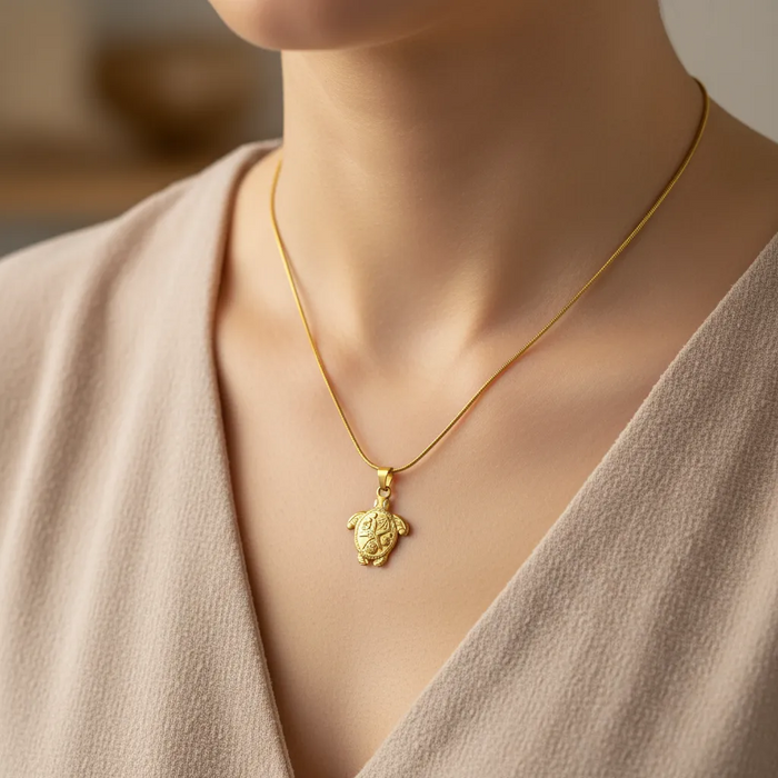 Gold Turtle Pendant Necklace