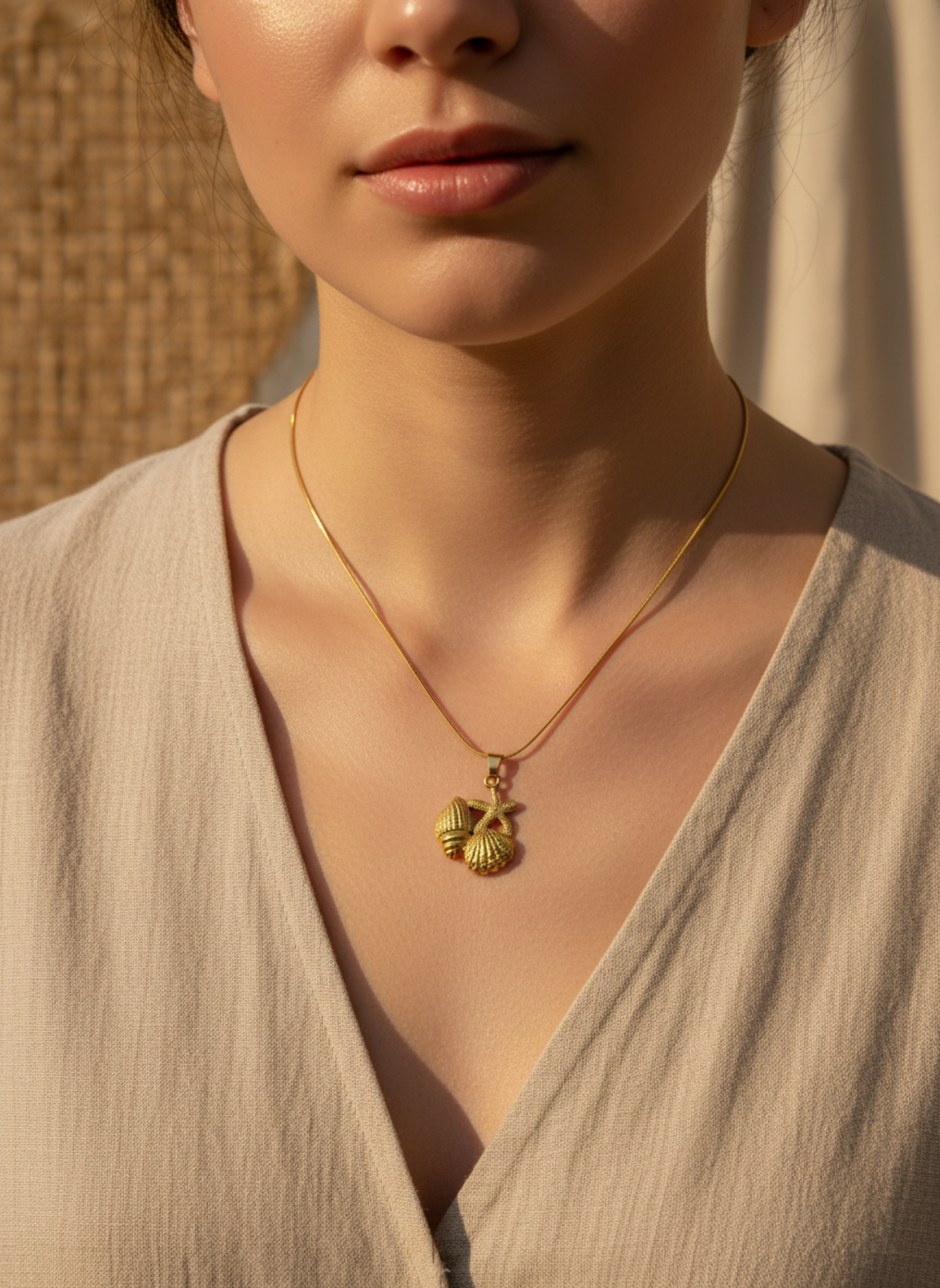 Gold Shell & Starfish Necklace