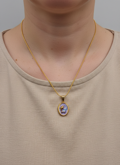 Gold Purple Dolphin Pearl Necklace