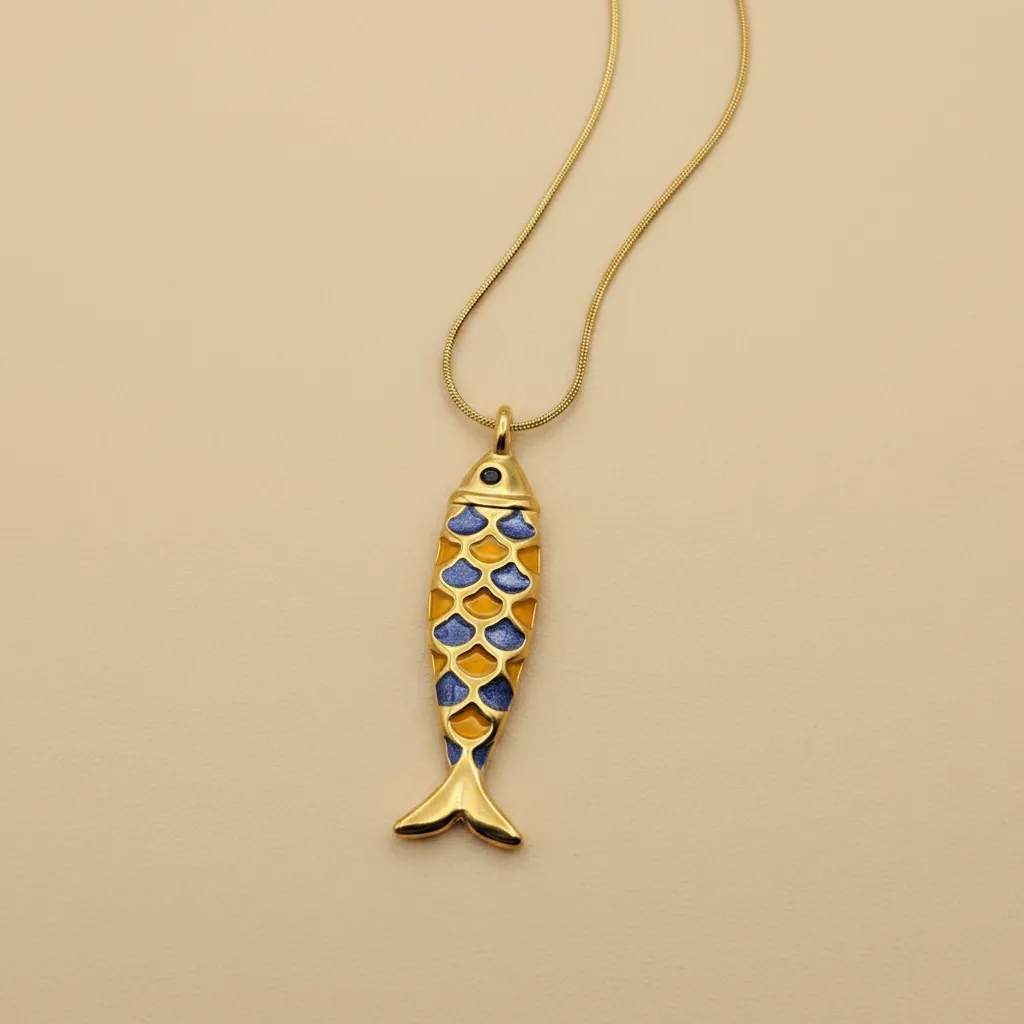 Gold Purple Fish Necklace