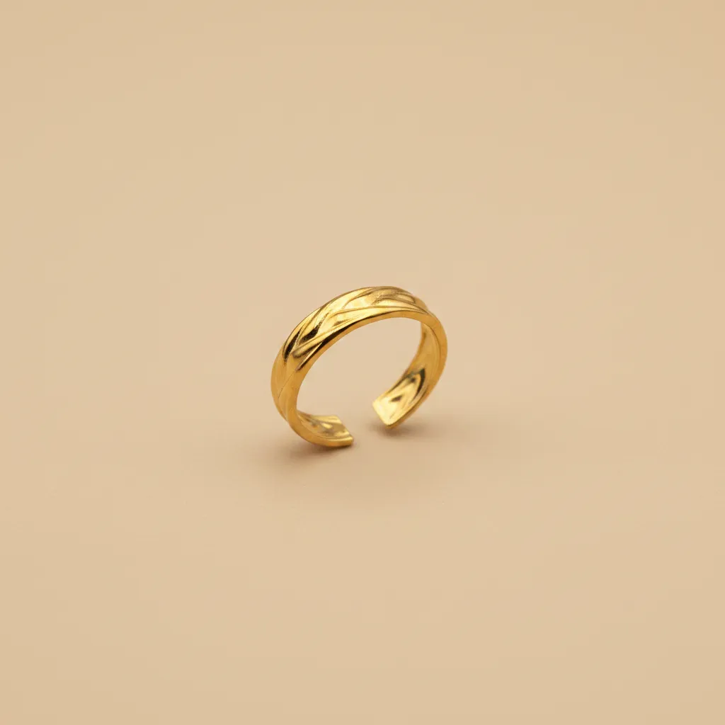 Gold Wave Band Adjustable Ring
