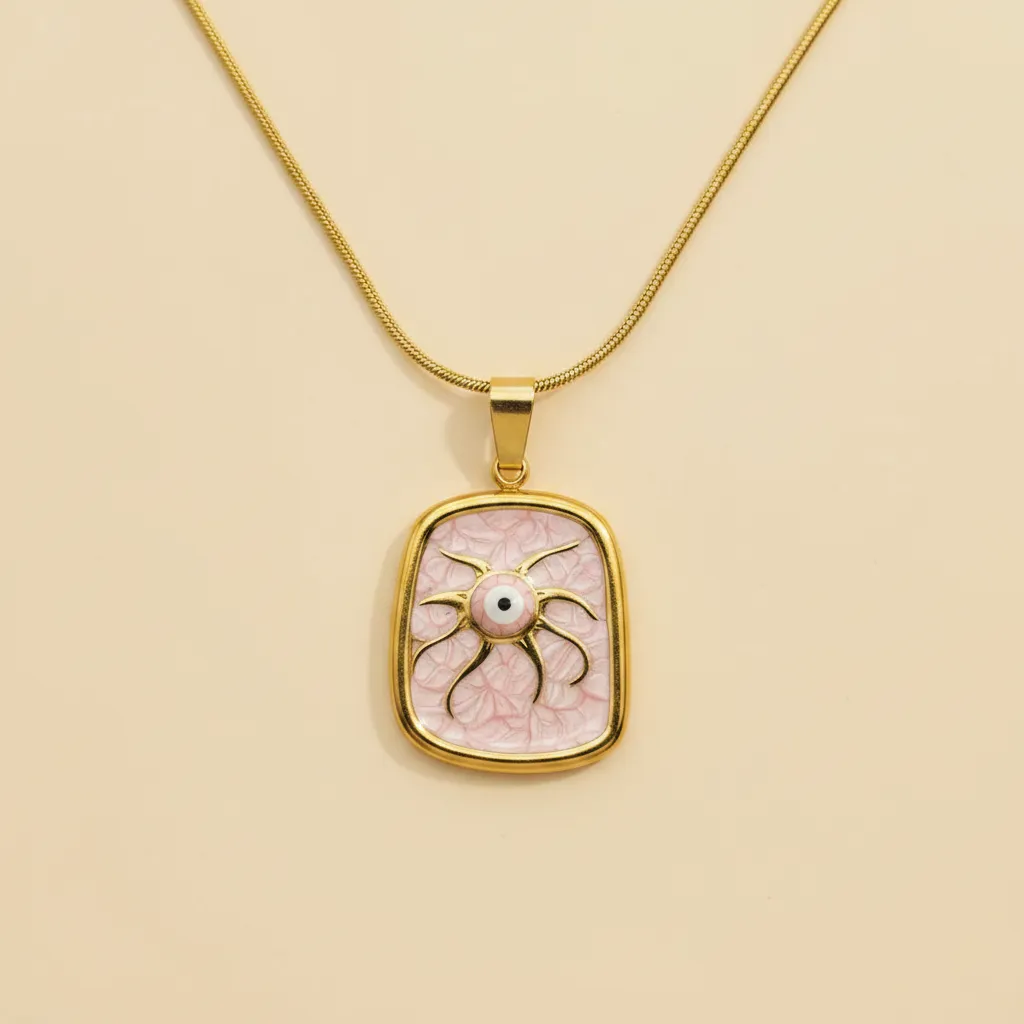 Pink Octopus Eye Pendant Necklace