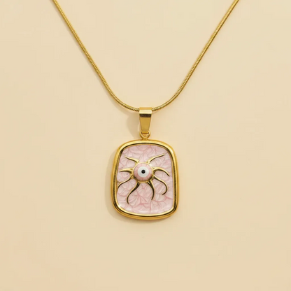 Pink Octopus Eye Pendant Necklace