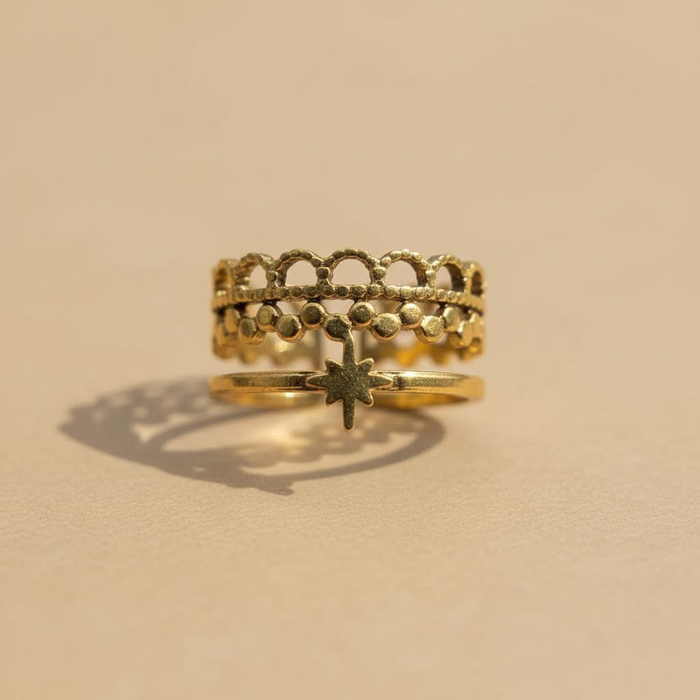 Gold Star Layered Adjustable Ring