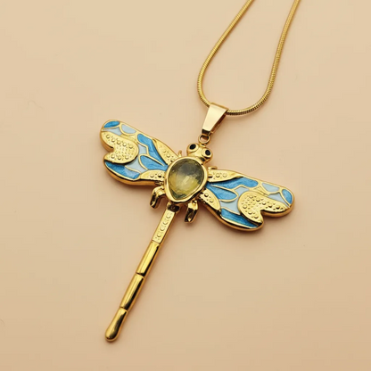 Vintage Dragonfly Pendant Necklace