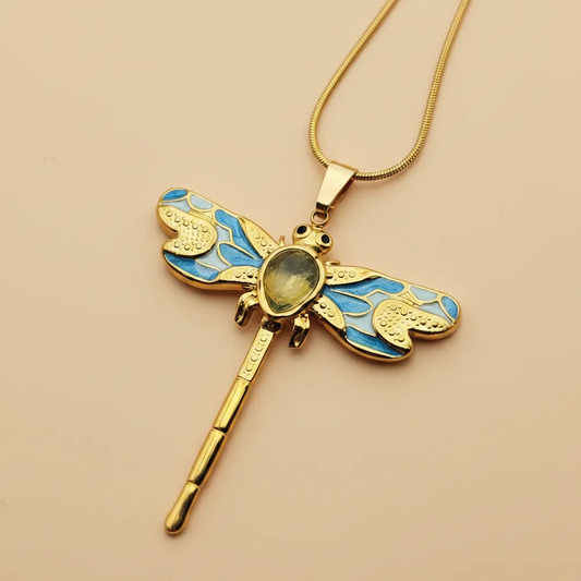 Vintage Dragonfly Pendant Necklace
