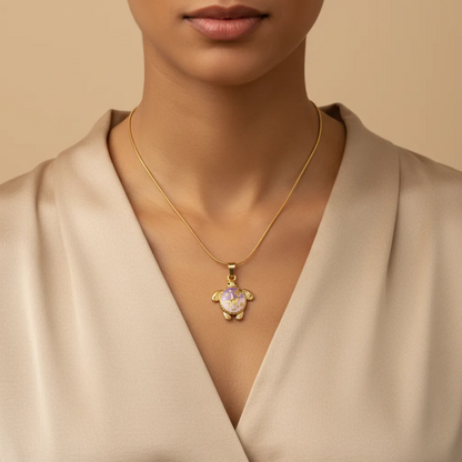 Gold Turtle Ocean Necklace – Playful Sea Turtle Pendant