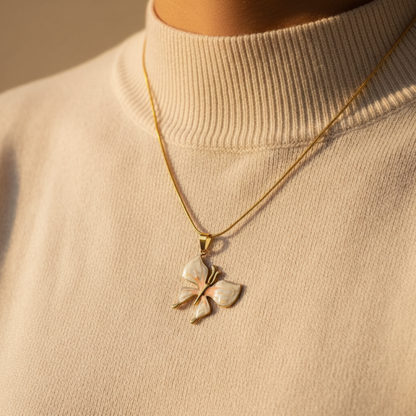 Butterfly White Orange Pendant Necklace