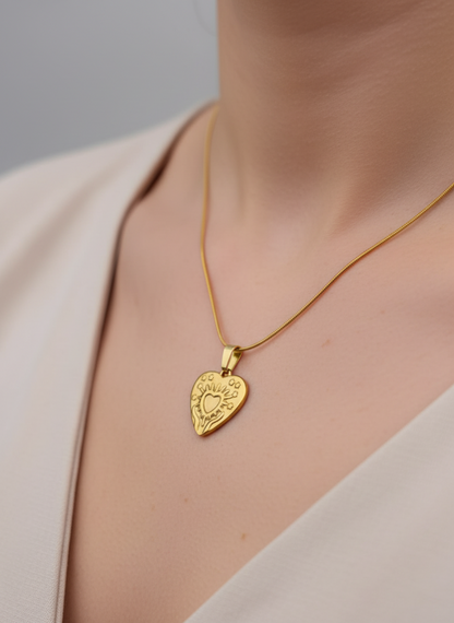 Gold Heart Emblem Necklace