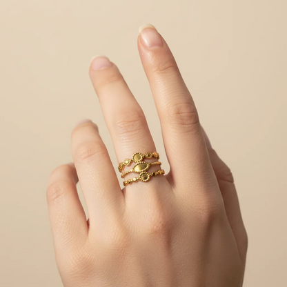 Bague réglable en or multirangs – Design ouvert tendance
