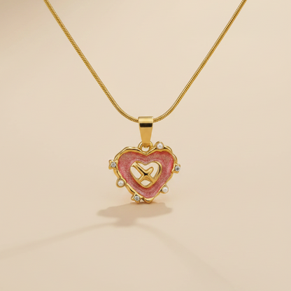 Gold Minimal Heart Necklace – Sleek Red Heart Pendant