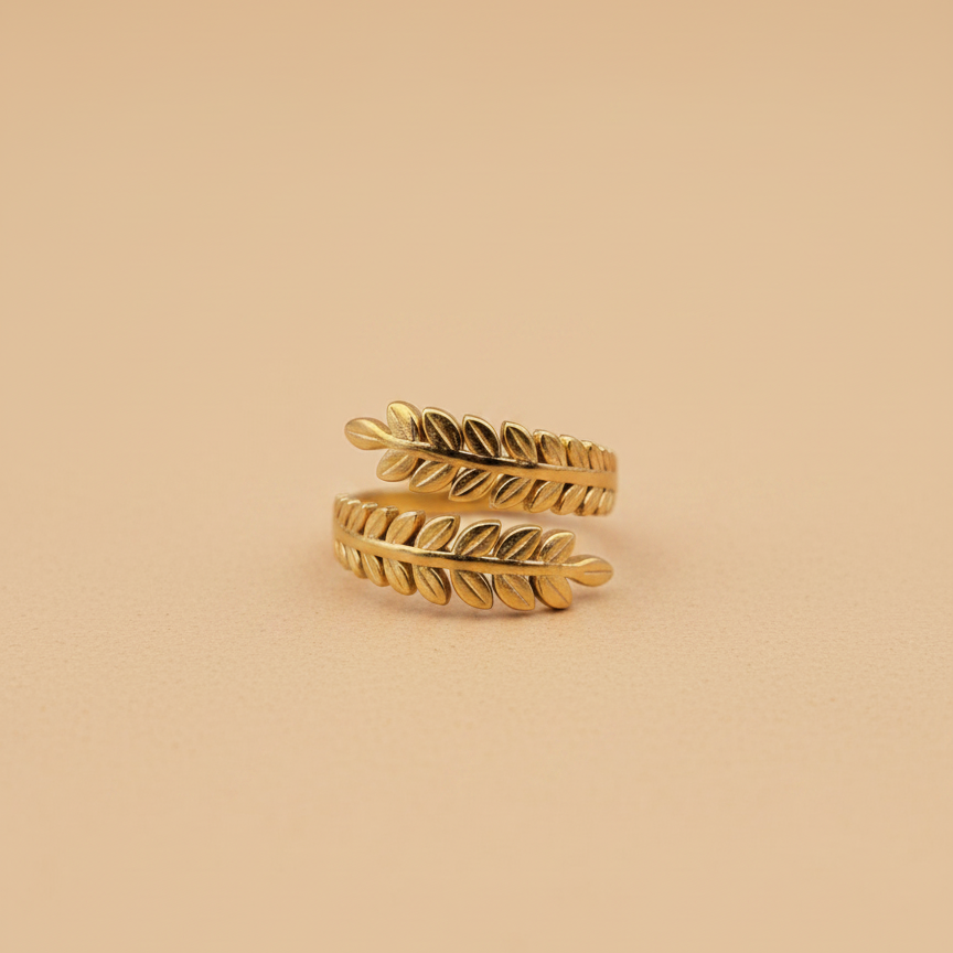 Gold Double Leaf Adjustable Ring