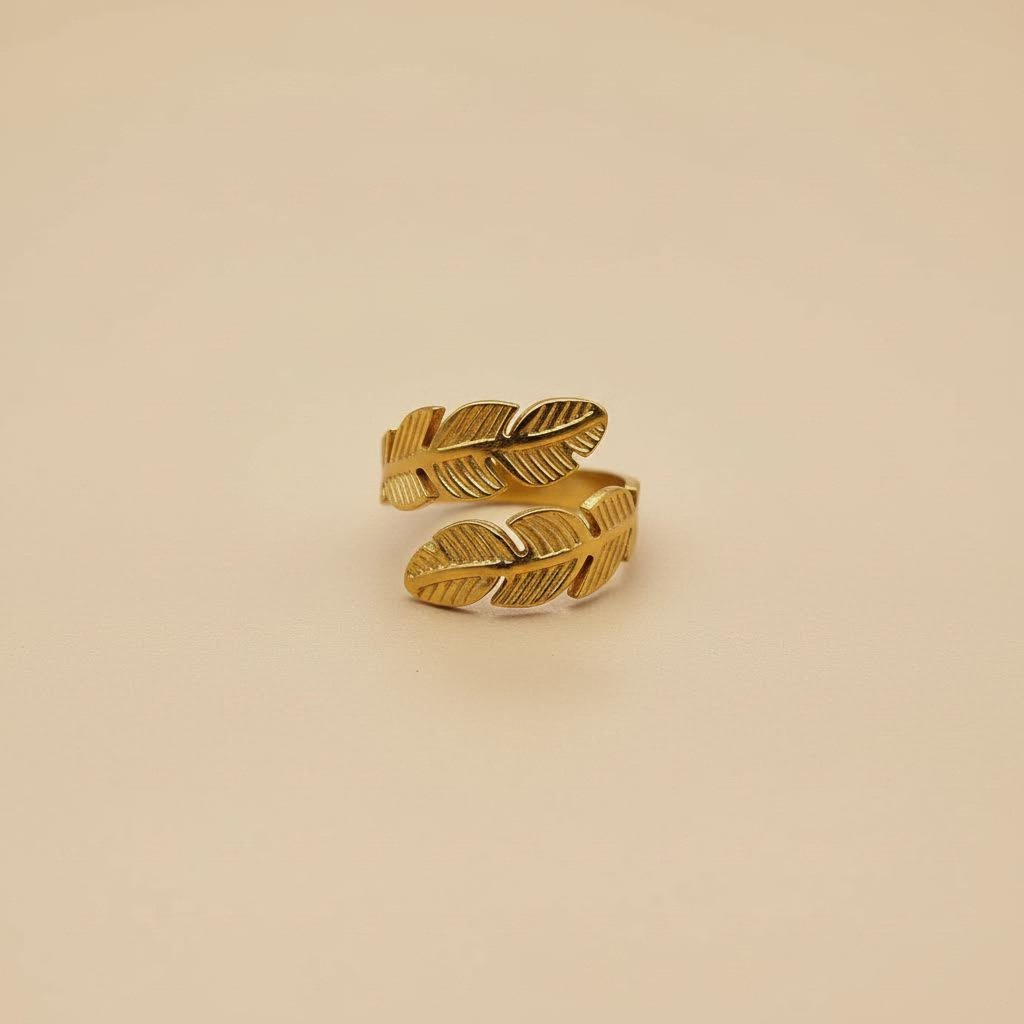 Gold Leaf Adjustable Ring – Open Nature Design