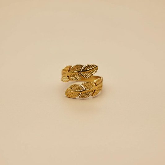 Bague Ajustable Feuille d'Or – Design Nature Ouverte