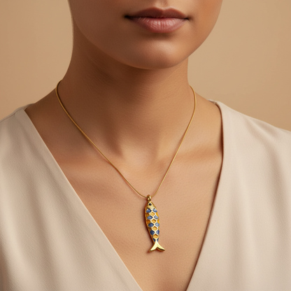 Gold Purple Fish Necklace