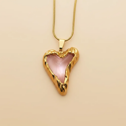 Pink Heart Frame Necklace